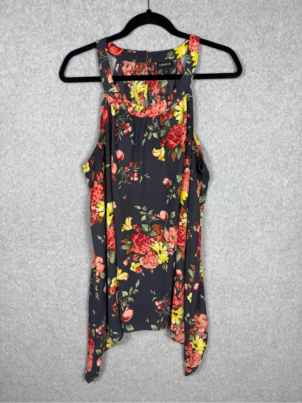 Torrid Floral Handkerchief Hem Tank Top Size 1 Boho Cottagecore Romantic